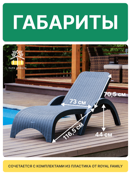 Пластиковый шезлонг Royal Family MARK антрацит (без матраса) 5